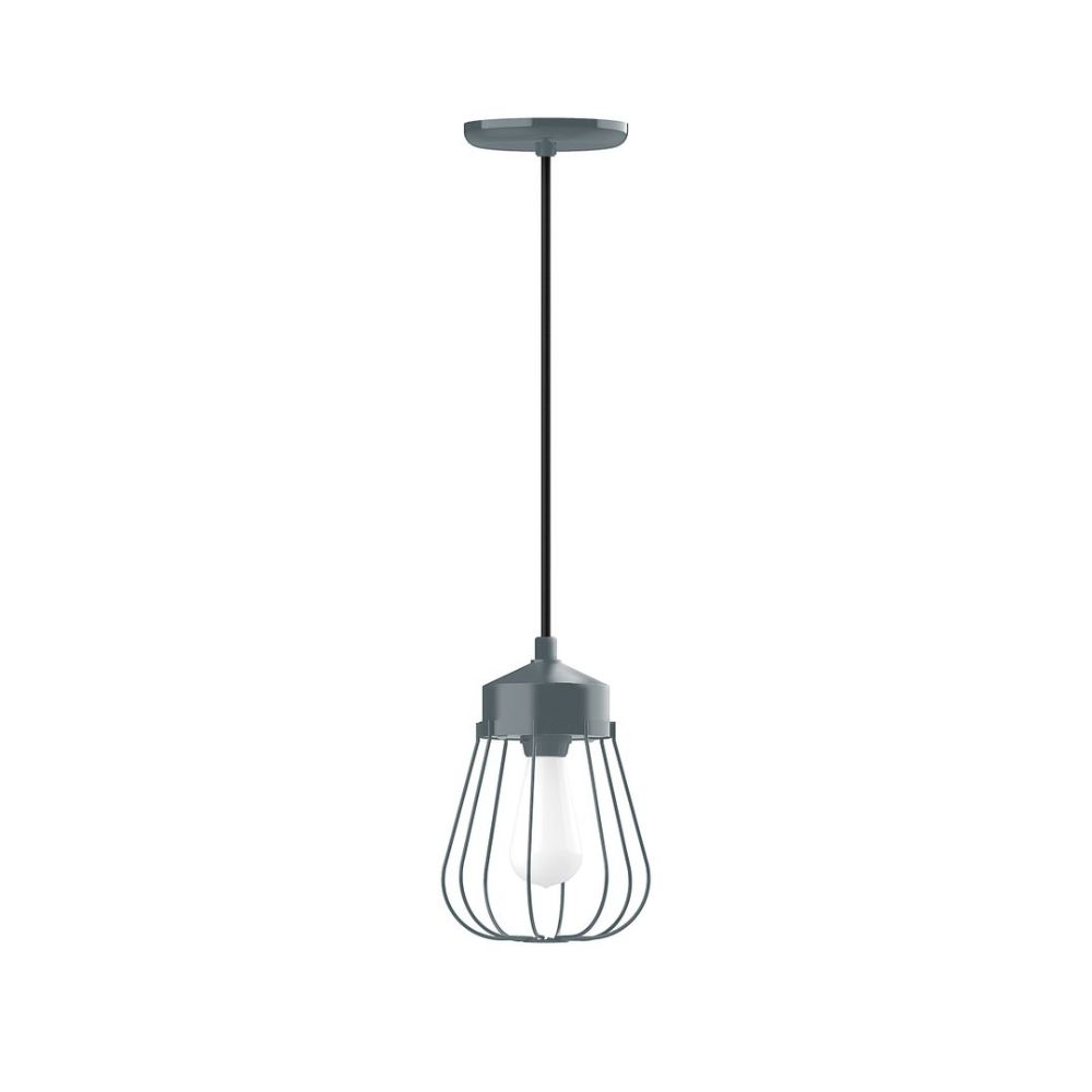 Montclair Lightworks PEB010-40 Vintage, Style A with wire cage, Medium base, with black cord and canopy, Slate Gray
